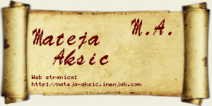 Mateja Aksić vizit kartica